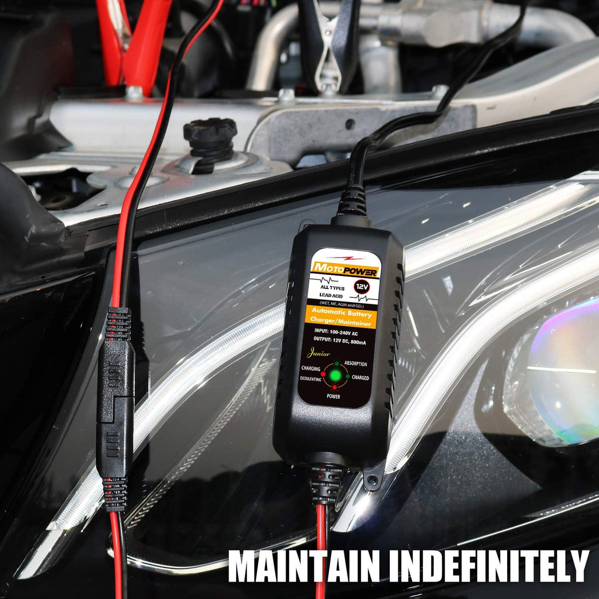 MOTOPOWER MP00205A 12V 800mA Fully Automatic Battery Charger/Maintainer