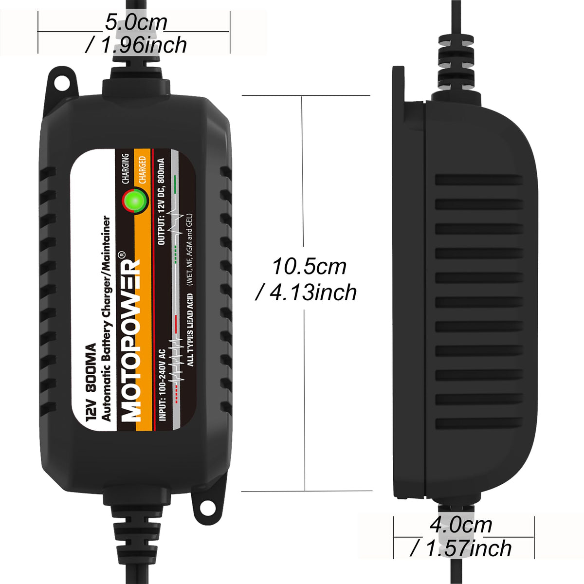 MOTOPOWER MP00205A 12V 800mA Fully Automatic Battery Charger/Maintainer