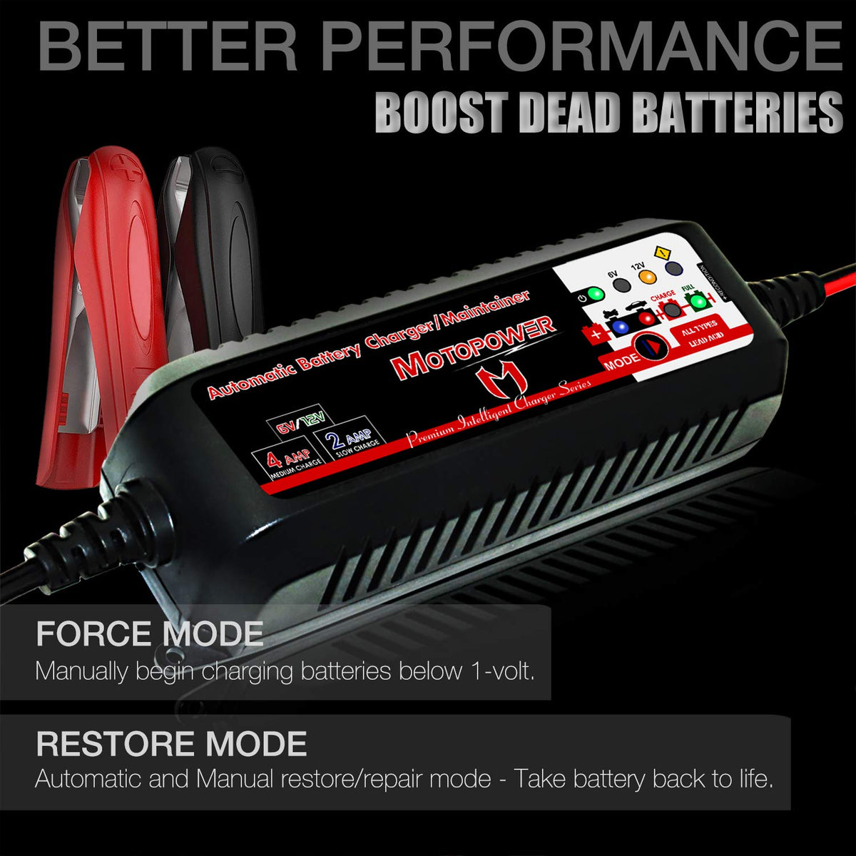 MOTOPOWER MP00205A 12V 800mA Fully Automatic Battery Charger/Maintainer