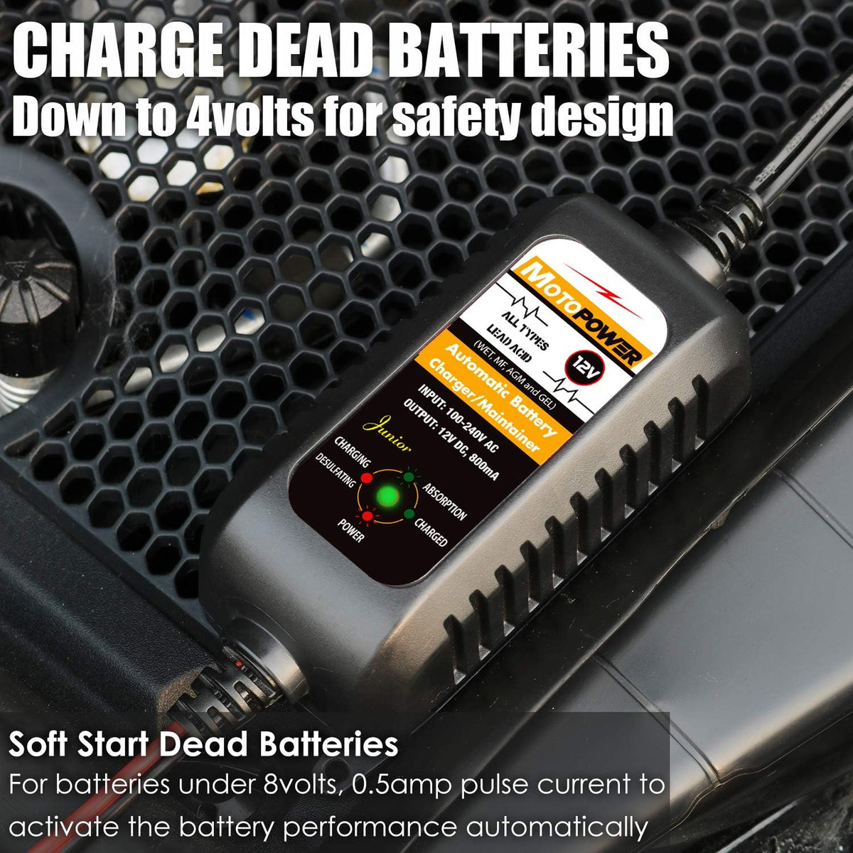 MOTOPOWER MP00205A 12V 800mA Fully Automatic Battery Charger/Maintainer