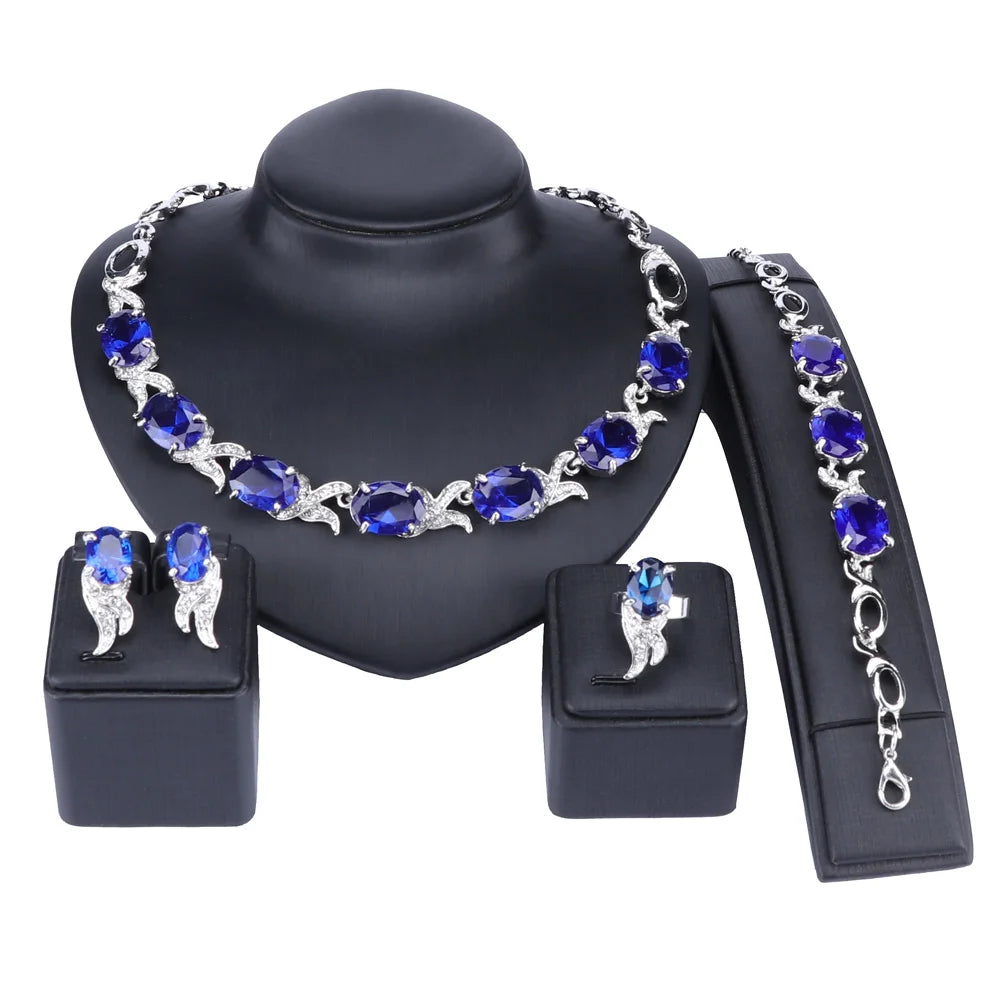 Parure Éclat Violet – Collier, bracelet, boucles d’oreilles et bague couleur or