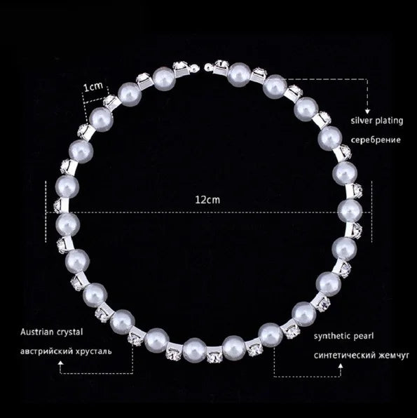 Ensemble Élégance Perles & Cristaux – Collier, bracelet et boucles d’oreilles couleur argent