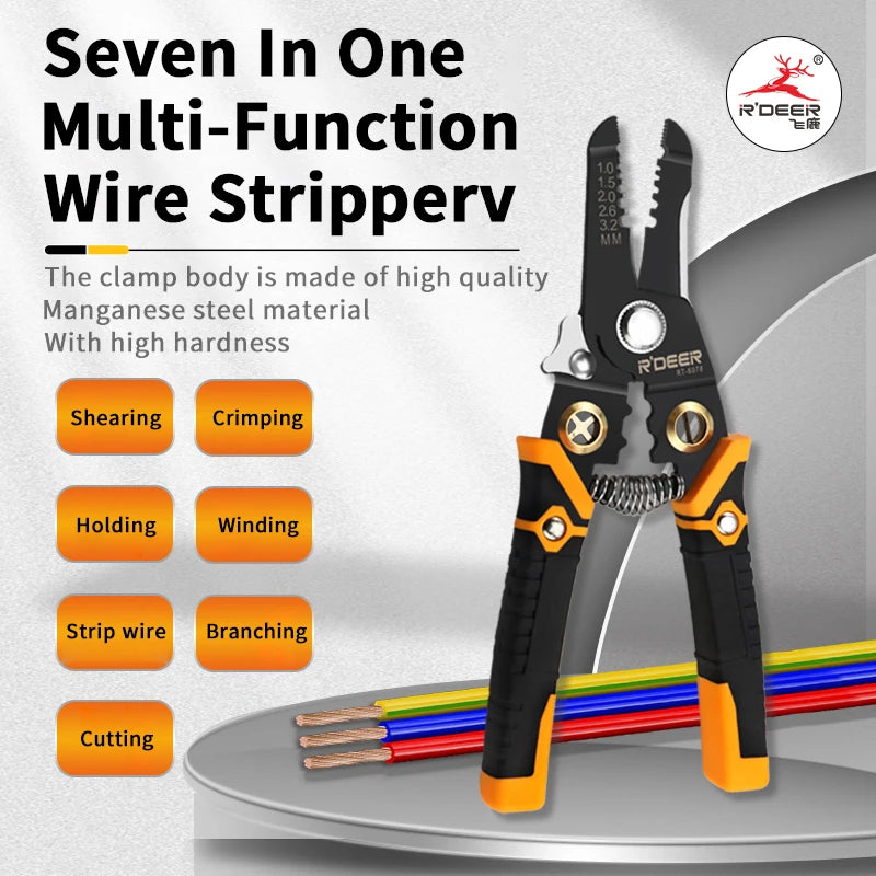 RDEER TOOLS Hot Selling DIY Grade Multi-Function Wire Stripper Customizable OEM Plier
