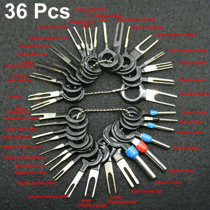 36/18/11/3 Pcs Car Plug Terminal Removal Tool Pin Needle Retractor Pick Electrical Wire Puller Hand Tools Kit
