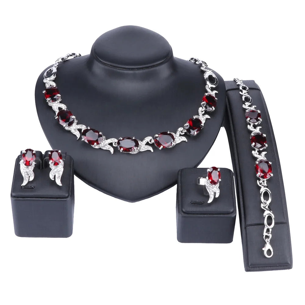Parure Éclat Violet – Collier, bracelet, boucles d’oreilles et bague couleur or