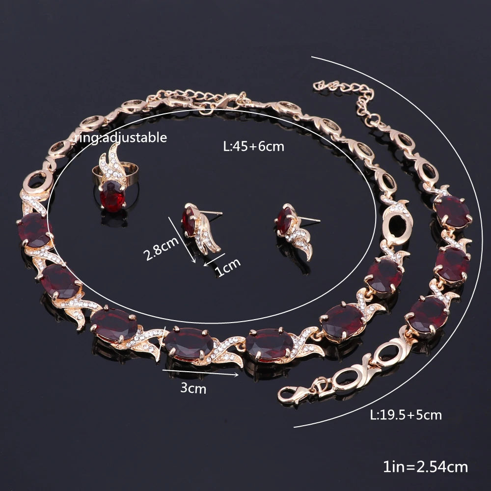 Parure Éclat Violet – Collier, bracelet, boucles d’oreilles et bague couleur or