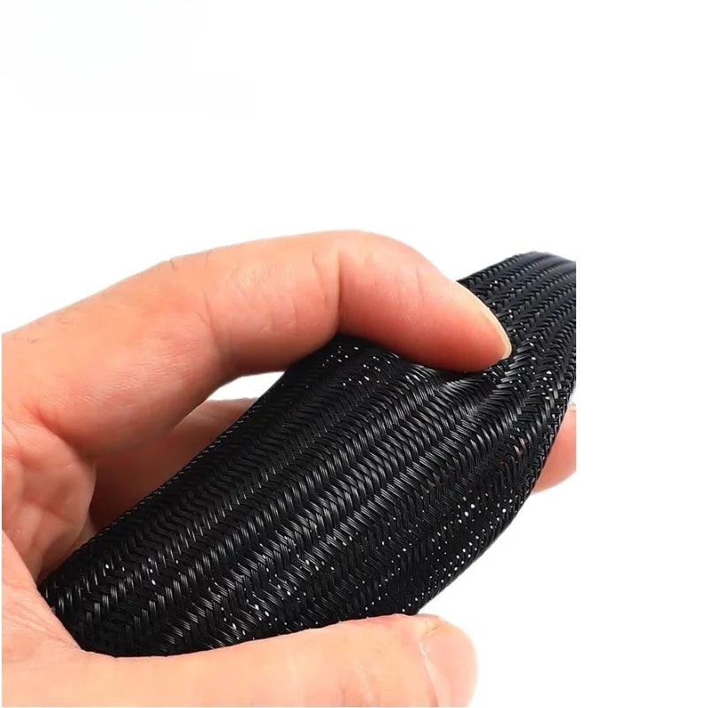 PET Black Cable Sleeve 6/8/10/16/20/30mm Insulated Braided Sleeving Data Line Protection Wire Cable Flame-Retardant Nylon Tube