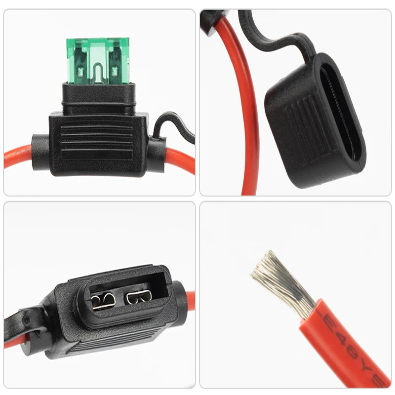 Waterproof 32V Automobile Fuse Box, Automobile Refitted Fuse Socket Holder, with Large, Medium and Small Wires for Fuse