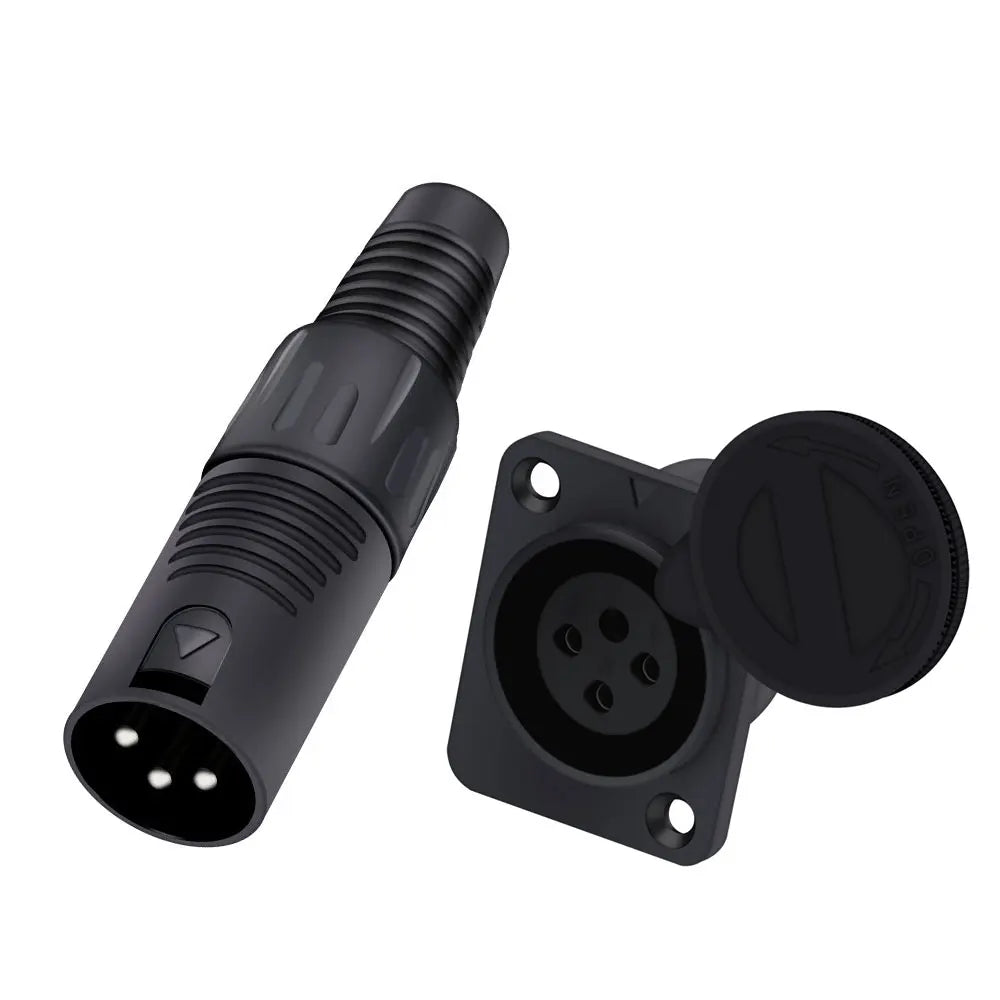 2PCS XLR wire connector, 3pins, male plug+female socket, wire connector+panel mount type, with protecting cover, for Audio/Video