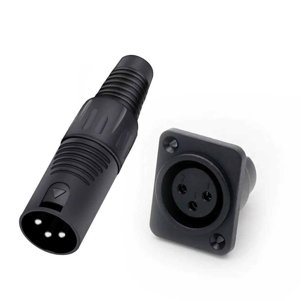 2PCS XLR wire connector, 3pins, male plug+female socket, wire connector+panel mount type, with protecting cover, for Audio/Video
