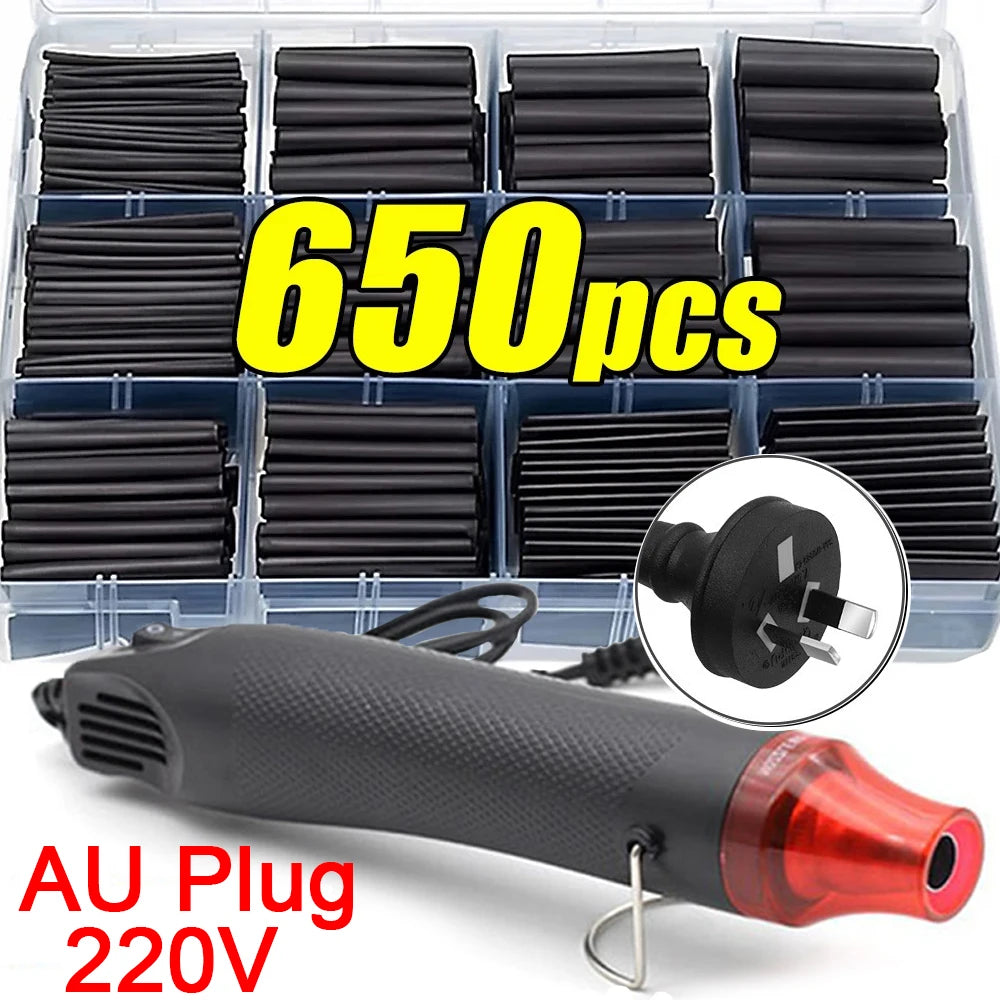 Black Heat Shrink Tube Kit Thermoresistant Tubing Shrink Wire Wrapping Electrical Connection Cable Insulation Sleeves Protecter