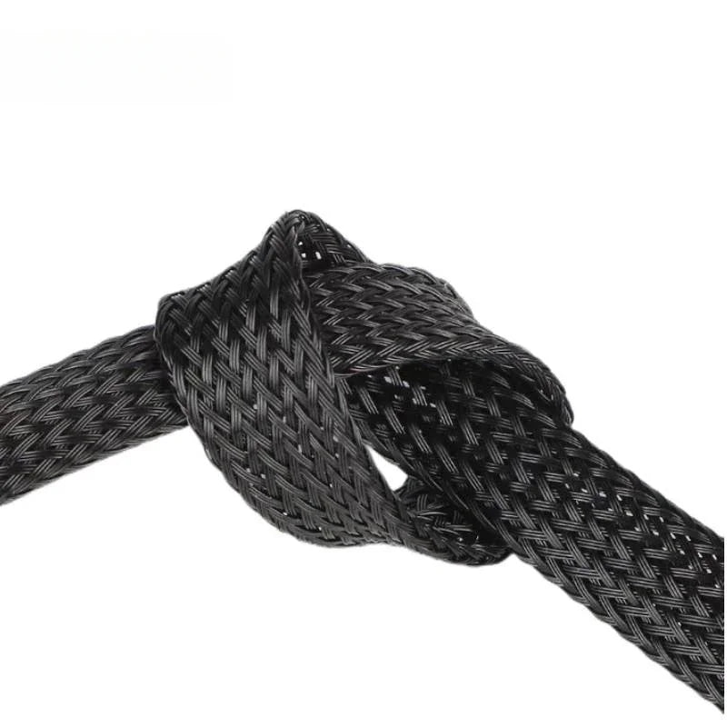 PET Black Cable Sleeve 6/8/10/16/20/30mm Insulated Braided Sleeving Data Line Protection Wire Cable Flame-Retardant Nylon Tube