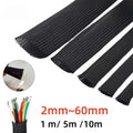PET Black Cable Sleeve 6/8/10/16/20/30mm Insulated Braided Sleeving Data Line Protection Wire Cable Flame-Retardant Nylon Tube