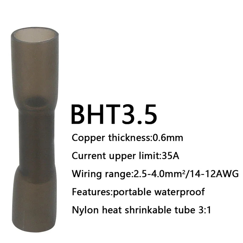 Heat Shrink Butt Wire Connectors Waterproof Insulated Automobile Wire Cable Crimp Terminals AWG 26-10 0.3-6.0mm2
