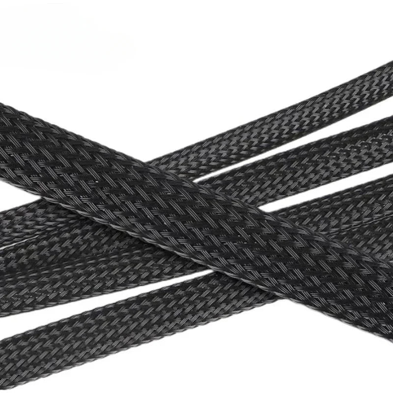 PET Black Cable Sleeve 6/8/10/16/20/30mm Insulated Braided Sleeving Data Line Protection Wire Cable Flame-Retardant Nylon Tube