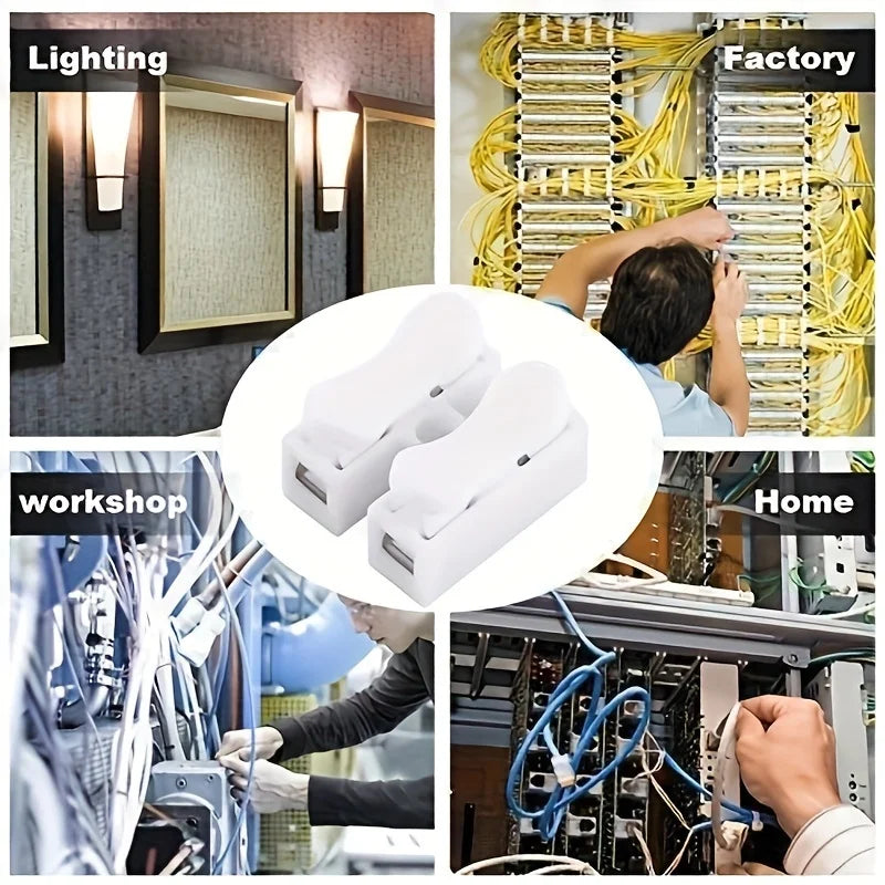 10Pcs 10A 220V Quick Wire Connectors, Push-Type Electrical Cable Connectors w/ Lugs, Screwless Easy Install, Durable Steel