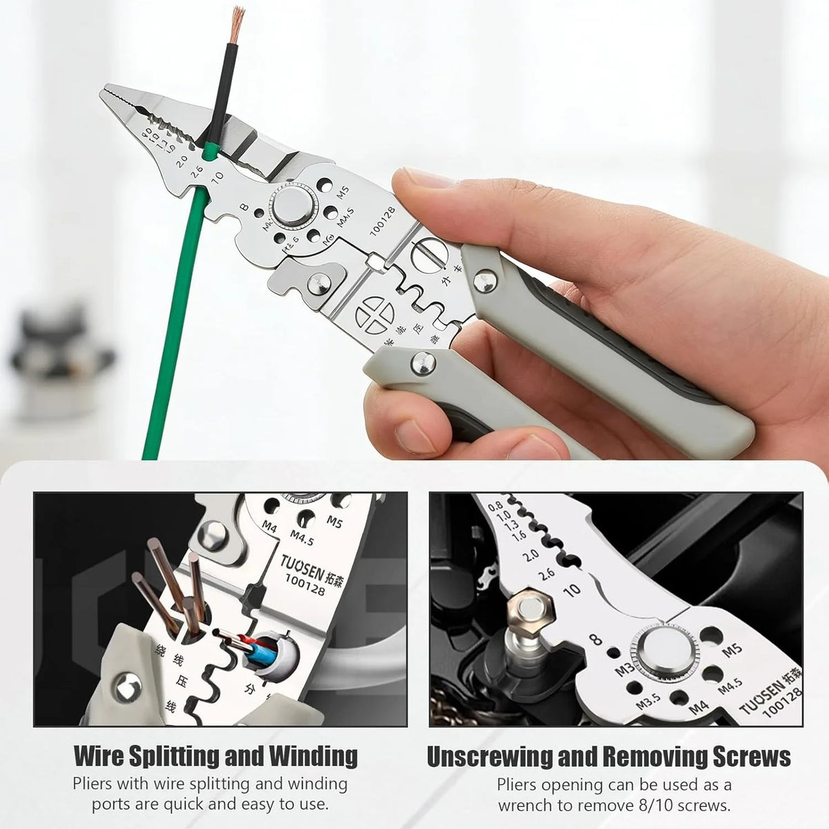 TINSOL Multifunctional Wire Stripper Crimper Cable Cutter Automatic Adjustable Crimping Pliers Terminal Hand Repair Tool
