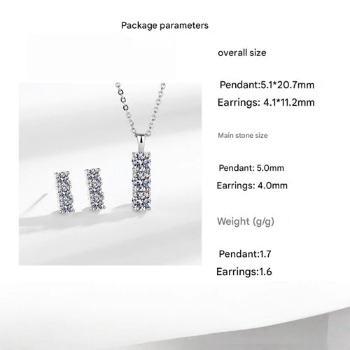 925 Sterling Silver Jewelry Set With Diamond Necklace And Earrings, Wedding Dress Versatile Jewelry Set Inlaid With AAAAA Zircon