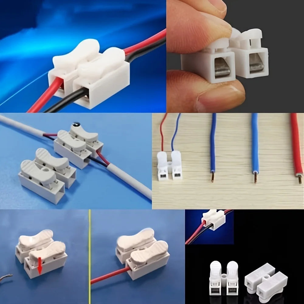 10Pcs 10A 220V Quick Wire Connectors, Push-Type Electrical Cable Connectors w/ Lugs, Screwless Easy Install, Durable Steel