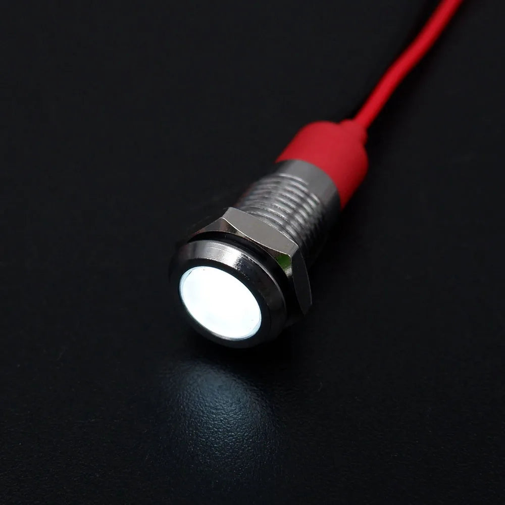 Metal Indicator Light 6mm 8mm 10mm 12mm With Wire LED Lamp Warning Signal Lamp 3-6v 12-24v 110-220V Red Green Blue White Orange