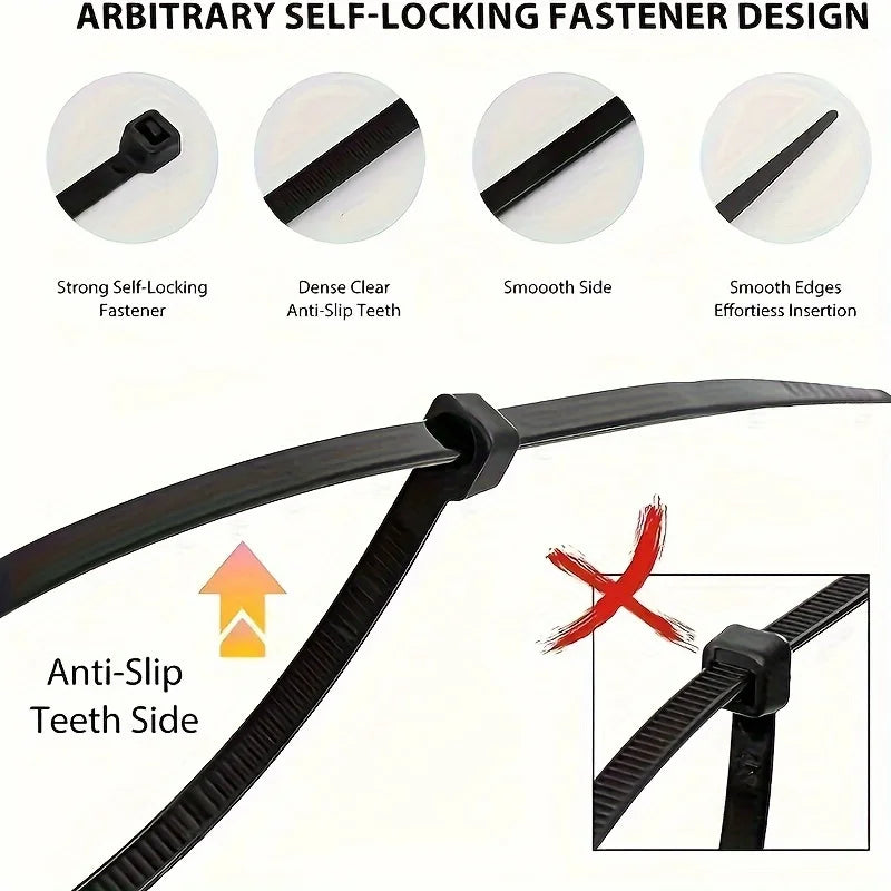1-500pcs Plastic Straps Nylon Cable Ties Plastic Flanges Ties Cable Greenhouse Clamp Self-locking Fastening Wire Ties