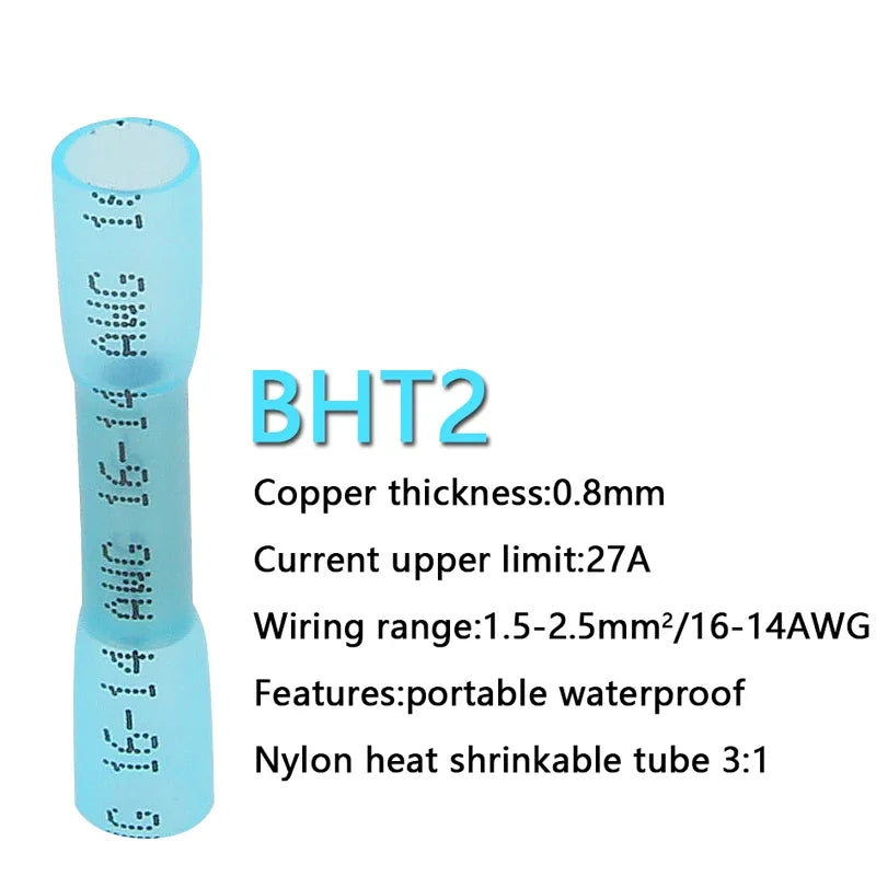 Heat Shrink Butt Wire Connectors Waterproof Insulated Automobile Wire Cable Crimp Terminals AWG 26-10 0.3-6.0mm2