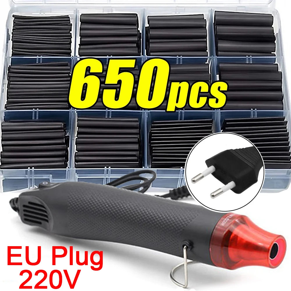 Black Heat Shrink Tube Kit Thermoresistant Tubing Shrink Wire Wrapping Electrical Connection Cable Insulation Sleeves Protecter