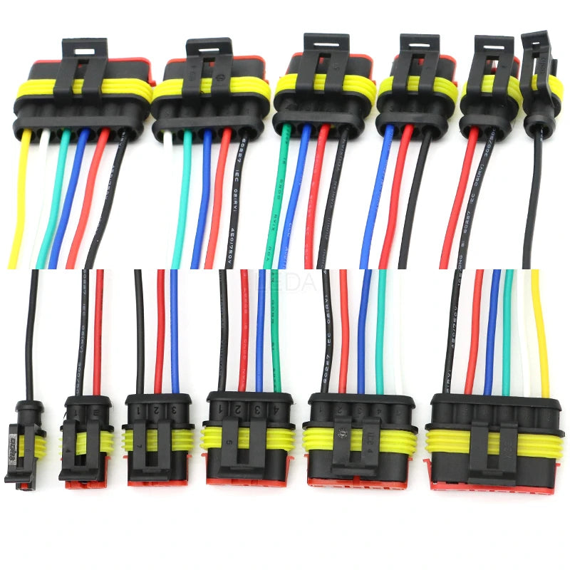 1Set Waterproof Electrical Auto Connector 1P-6P Way Male Female Plug with Wire Cable Harness for Car Motorcycle