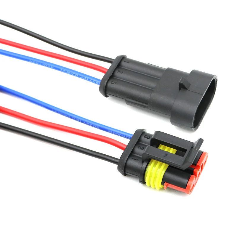 1Set Waterproof Electrical Auto Connector 1P-6P Way Male Female Plug with Wire Cable Harness for Car Motorcycle
