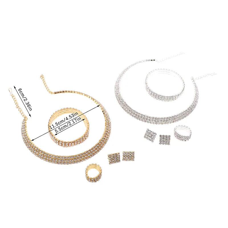 Parure Éclat de Mariée – Collier, bracelet, bague et boucles d’oreilles