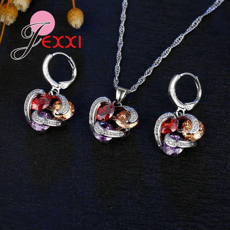 arure Éclat Multicolore – Collier avec pendentif et boucles d’oreilles en cristal