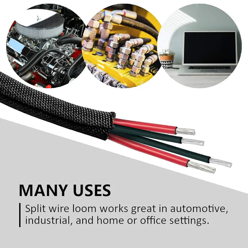 1M 1mm-100mm Black PET Expandable Braided Sleeving Flexible Wire Mesh Sleeve Black For TV Audio PC Cords Wire Cable Protecter