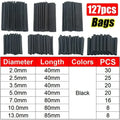 Black Heat Shrink Tube Kit Thermoresistant Tubing Shrink Wire Wrapping Electrical Connection Cable Insulation Sleeves Protecter
