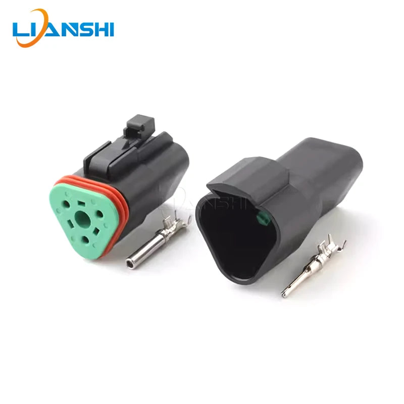 DT06-2S/DT04-2P Deutsch black connector Automotive waterproof wiring harness plug 12PB connector rubber shell with terminal