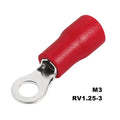 10/50/100Pcs Rv1.25 M3M4M5M6M8 Electrical Ring Crimp Wire Connectors Insulated Wiring Terminals 22-16AWG Red