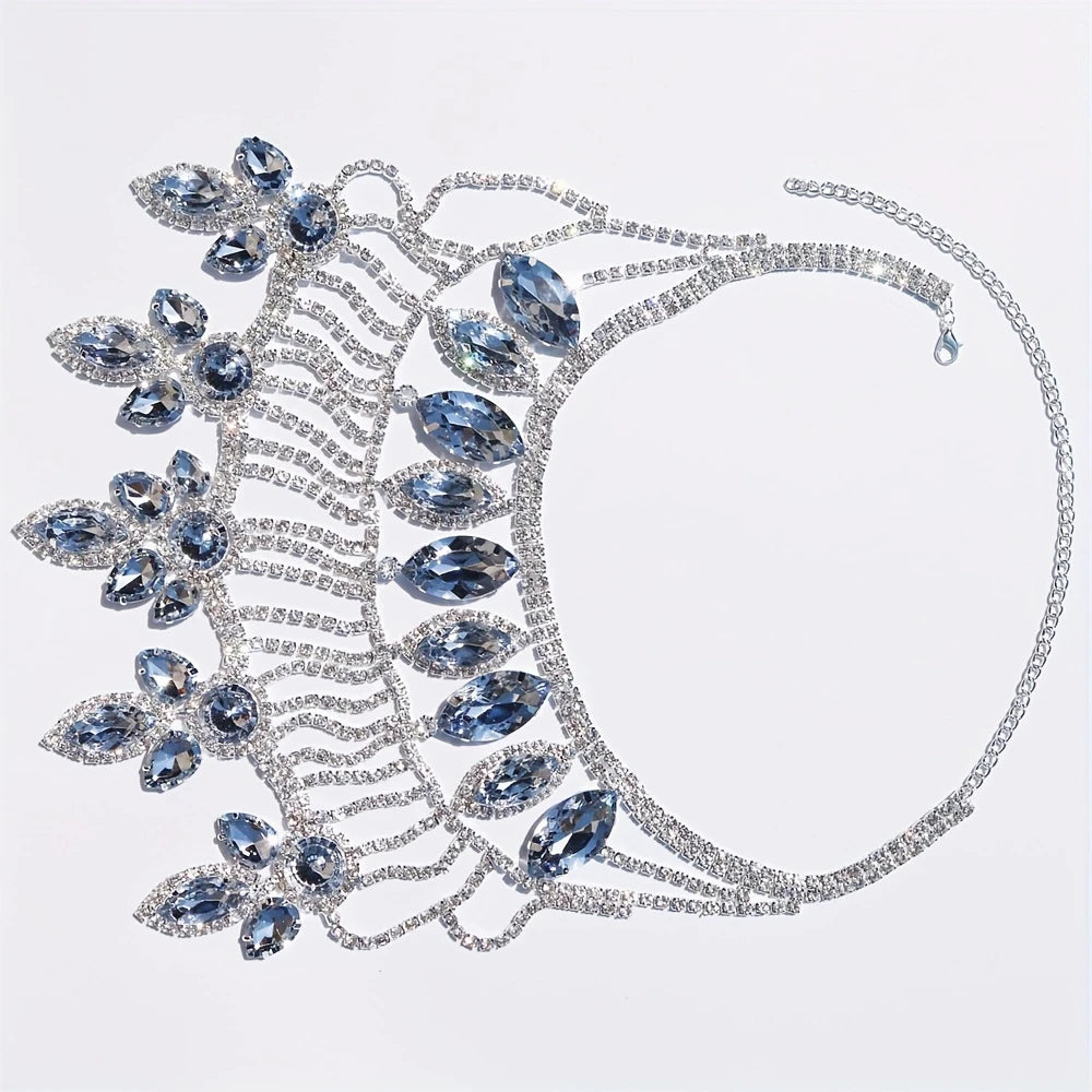 Collier Élégance Mariée – Ras-de-cou à strass et pendentif goutte d’eau