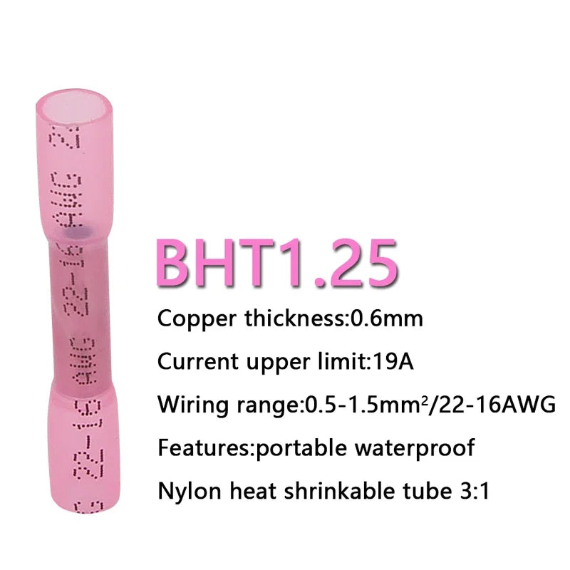 Heat Shrink Butt Wire Connectors Waterproof Insulated Automobile Wire Cable Crimp Terminals AWG 26-10 0.3-6.0mm2