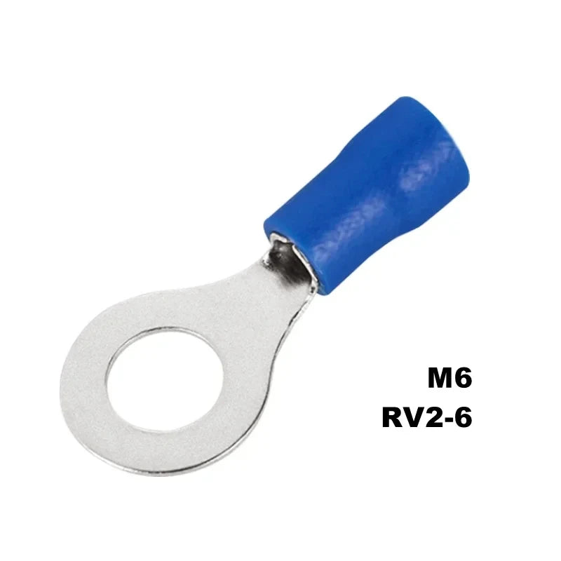 100/50/10Pcs Blue RV2 M3-M8 Ring Crimp Terminal Insulated Electric Cable Wire Connector 16-14AWG