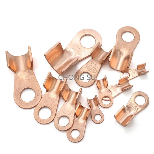 1-100pcs OT-3A 5A 10A 20A 30A 40A 50A 60A~1000A Wire Nose Red Copper Terminals Battery Cable Lug O-Type End Screw Hole M4~M18