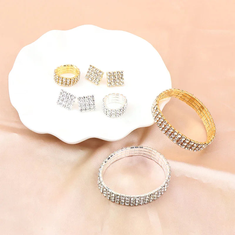 Parure Éclat de Mariée – Collier, bracelet, bague et boucles d’oreilles