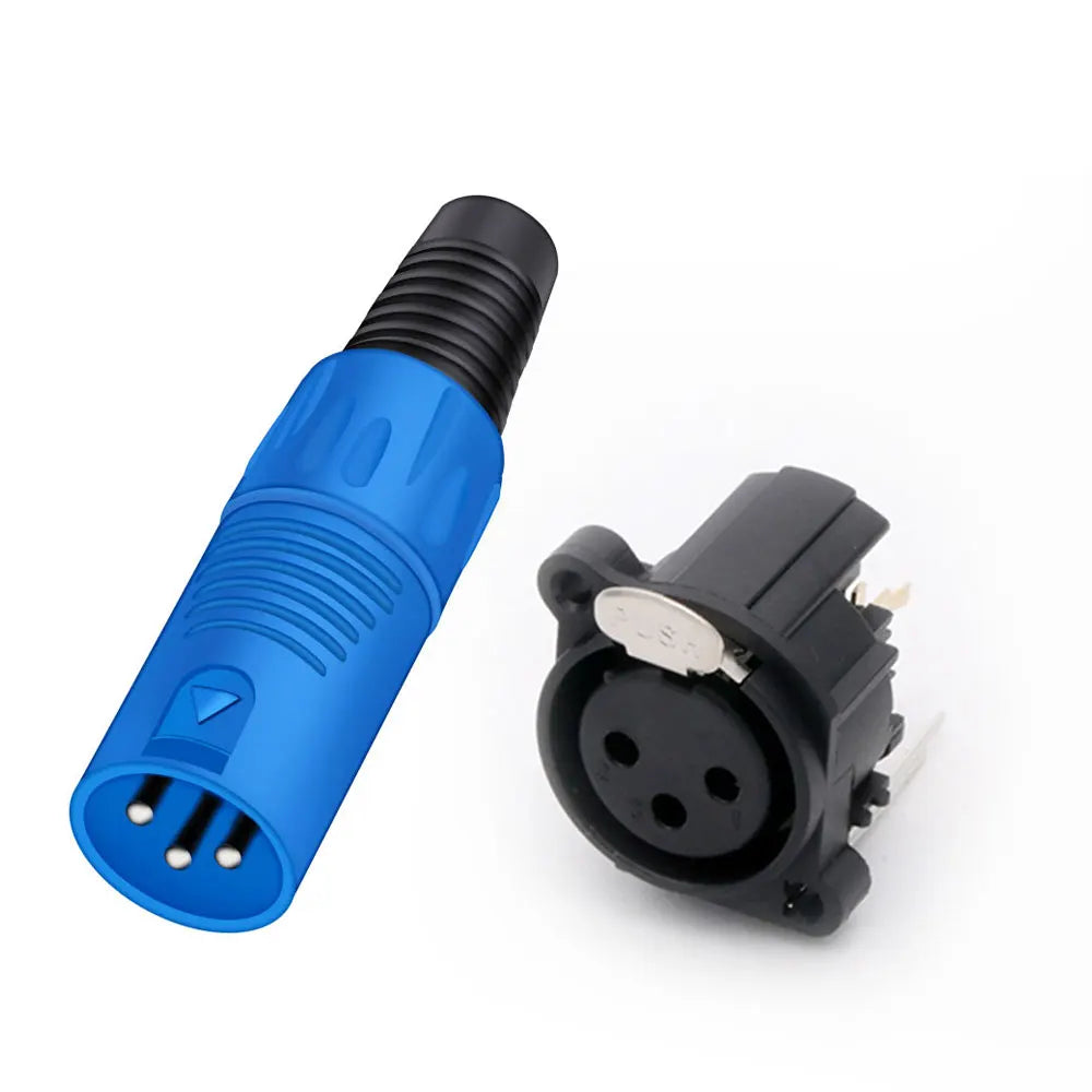 2PCS XLR wire connector, 3pins, male plug+female socket, wire connector+panel mount type, with protecting cover, for Audio/Video