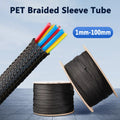 1M 1mm-100mm Black PET Expandable Braided Sleeving Flexible Wire Mesh Sleeve Black For TV Audio PC Cords Wire Cable Protecter