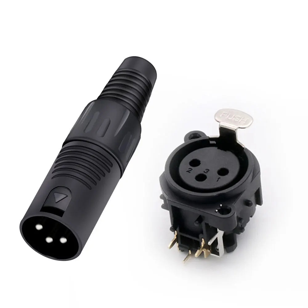 2PCS XLR wire connector, 3pins, male plug+female socket, wire connector+panel mount type, with protecting cover, for Audio/Video