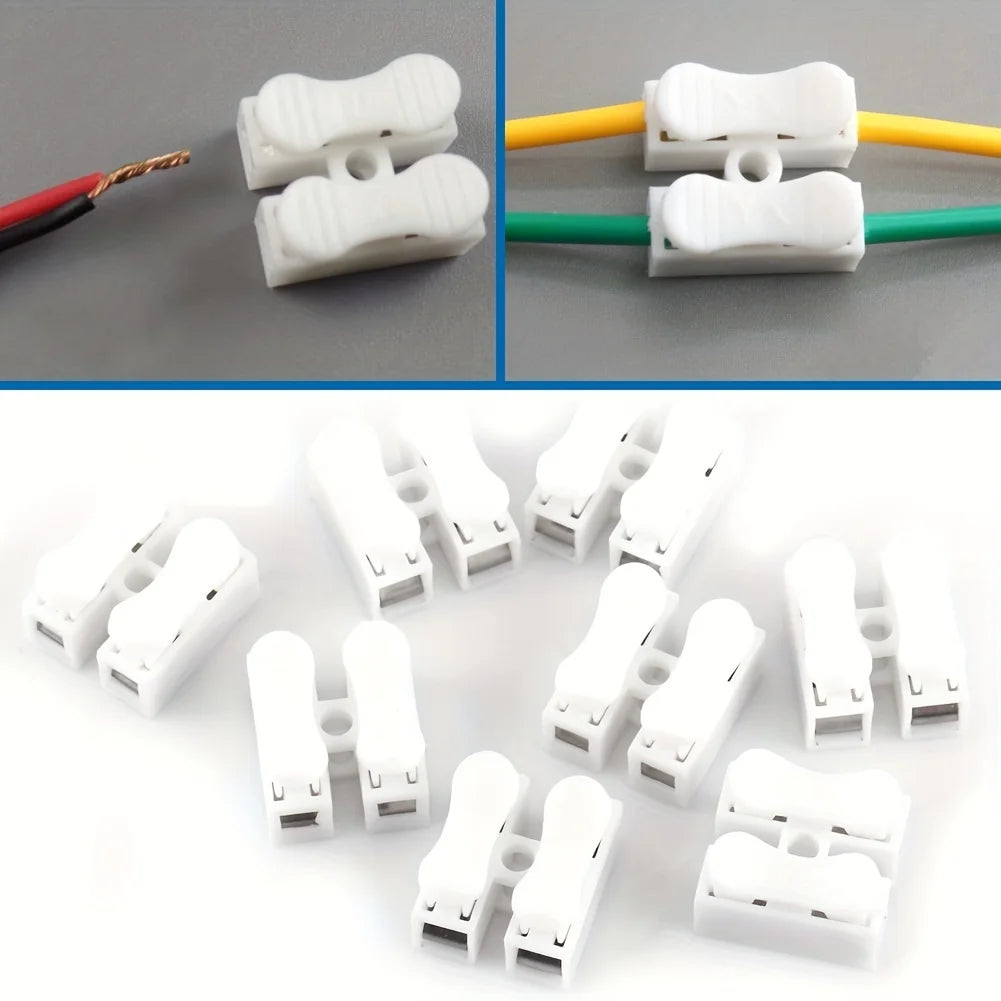 10Pcs 10A 220V Quick Wire Connectors, Push-Type Electrical Cable Connectors w/ Lugs, Screwless Easy Install, Durable Steel