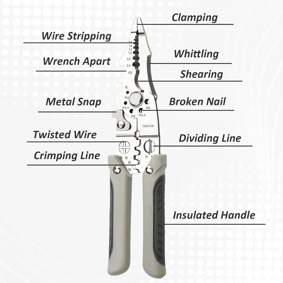 TINSOL Multifunctional Wire Stripper Crimper Cable Cutter Automatic Adjustable Crimping Pliers Terminal Hand Repair Tool