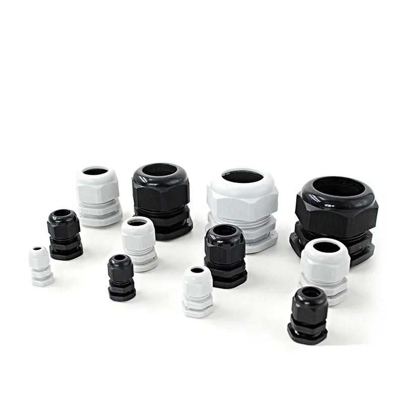IP68 Waterproof Cable Gland Black Plastic Seal Joint Nylon M12/M16/M18/M20/M22/M25/M27/M30 White Waterproof Cable Connector