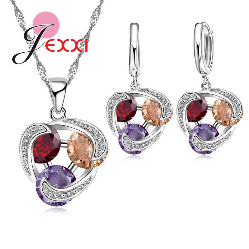 arure Éclat Multicolore – Collier avec pendentif et boucles d’oreilles en cristal