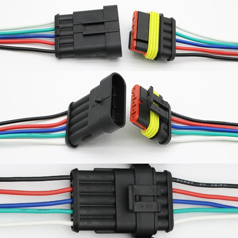 1Set Waterproof Electrical Auto Connector 1P-6P Way Male Female Plug with Wire Cable Harness for Car Motorcycle