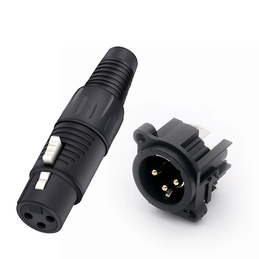2PCS XLR wire connector, 3pins, male plug+female socket, wire connector+panel mount type, with protecting cover, for Audio/Video