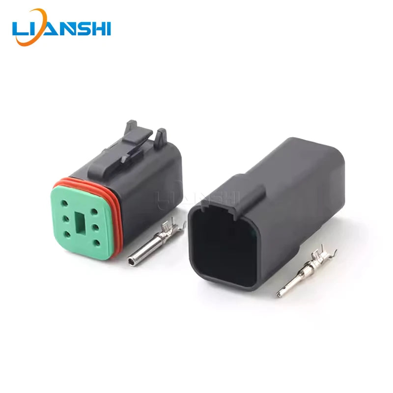 DT06-2S/DT04-2P Deutsch black connector Automotive waterproof wiring harness plug 12PB connector rubber shell with terminal